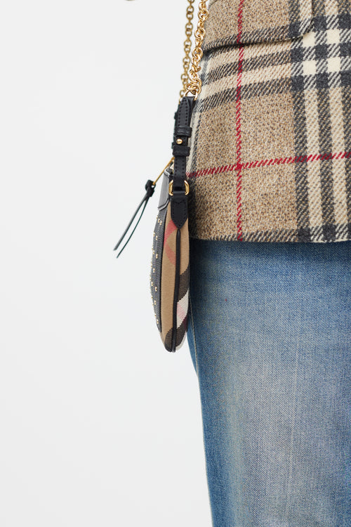 Burberry Brown & Multicolour Peyton Studded Leather Bag