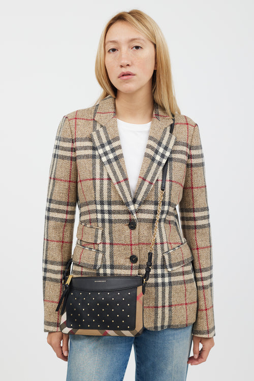 Burberry Brown & Multicolour Peyton Studded Leather Bag