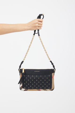 Burberry Brown & Multicolour Peyton Studded Leather Bag