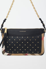 Burberry Brown & Multicolour Peyton Studded Leather Bag
