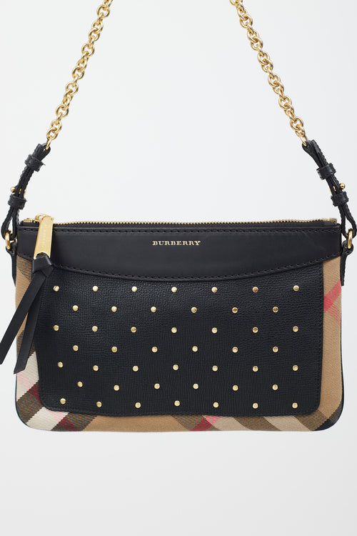 Burberry Brown & Multicolour Peyton Studded Leather Bag