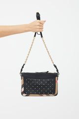 Burberry Brown & Multicolour Peyton Studded Leather Bag