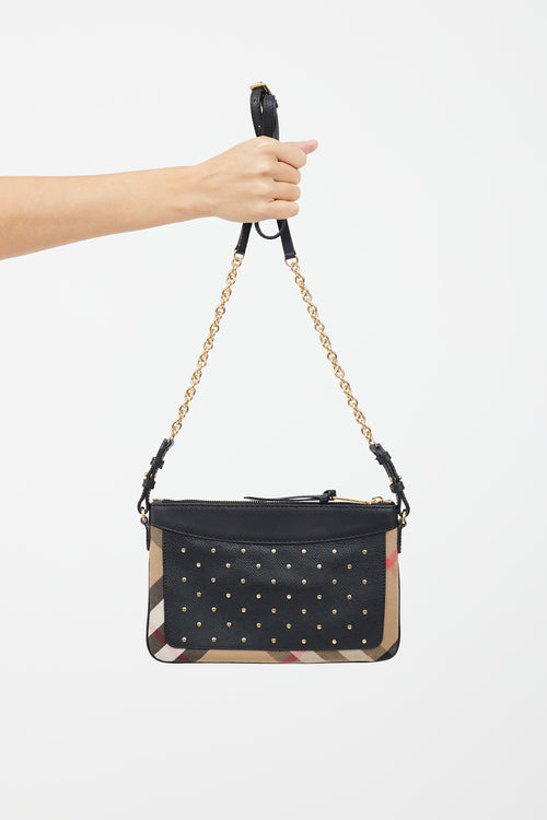 Burberry Brown & Multicolour Peyton Studded Leather Bag
