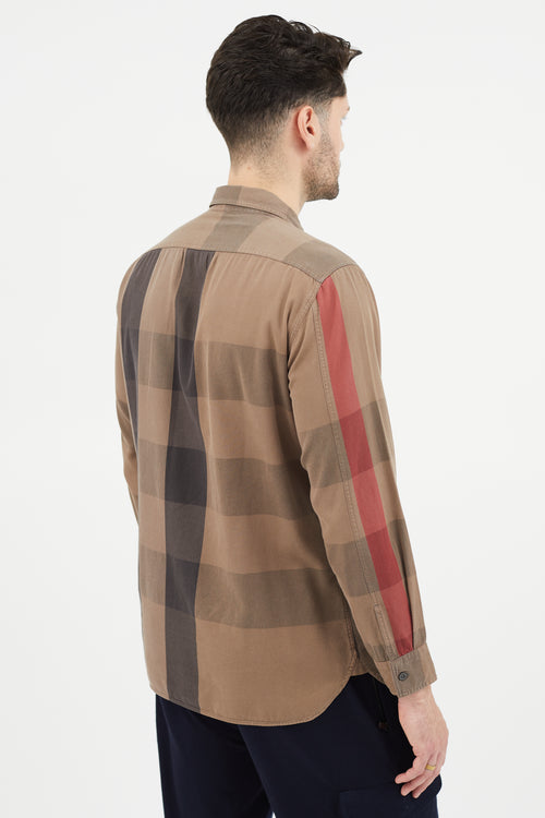 Burberry Brown & Multicolour Plaid Shirt