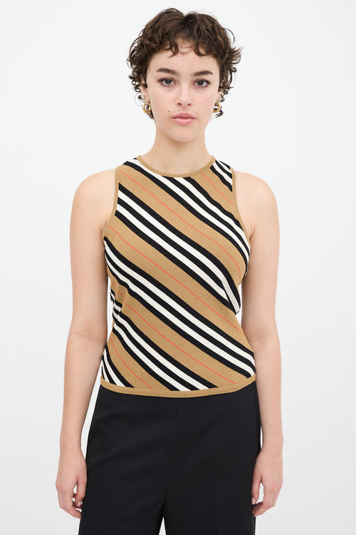 Burberry Brown & Multicolour Striped Tank Top