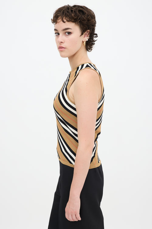 Burberry Brown & Multicolour Striped Tank Top