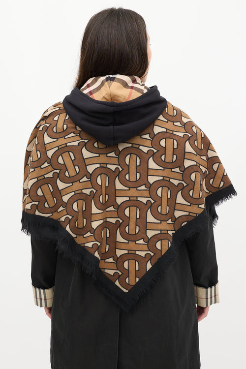 Burberry Brown & Multicolour TB Monogram Logo Scarf