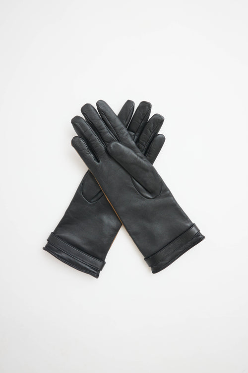 Burberry Canvas & Leather Check Gloves