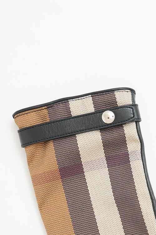 Burberry Canvas & Leather Check Gloves