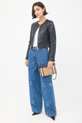 Burberry Brown & Black Canvas & Leather Peyton Nova Check Crossbody Bag