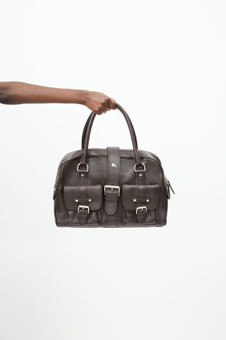Burberry Brown Pebbled Leather Bag