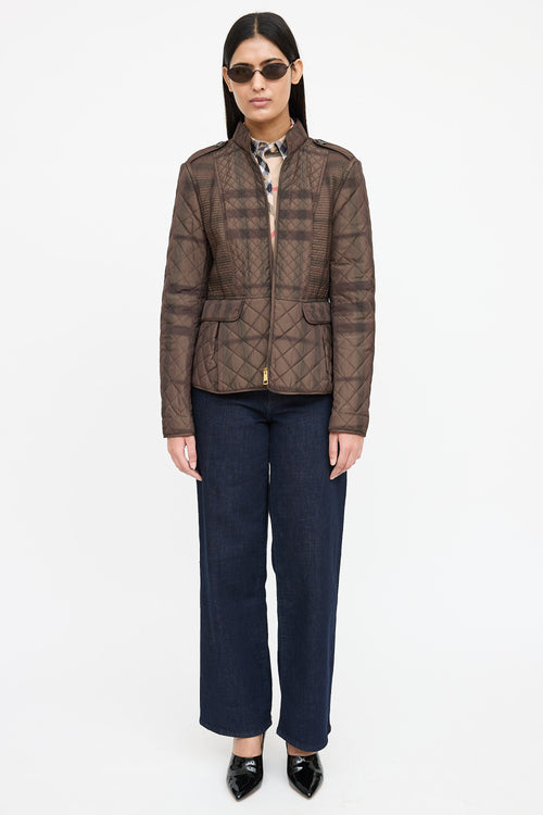Burberry Nylon Quilted Plaid Jacket
