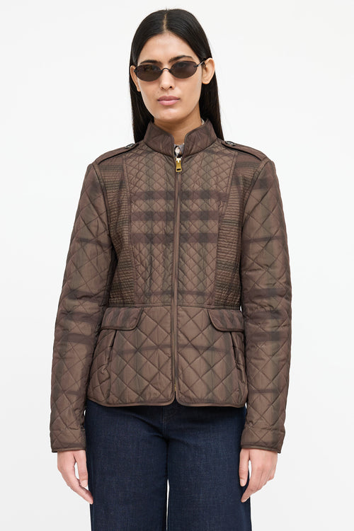 Burberry Nylon Quilted Plaid Jacket