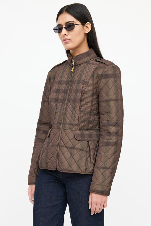 Burberry Nylon Quilted Plaid Jacket