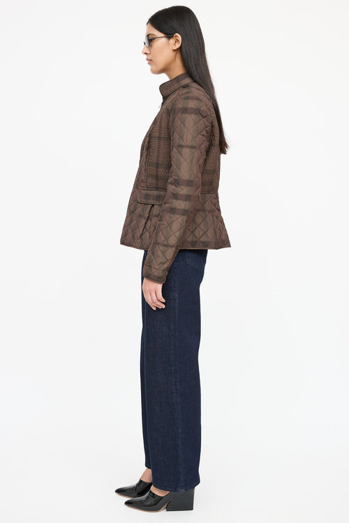 Burberry Nylon Quilted Plaid Jacket