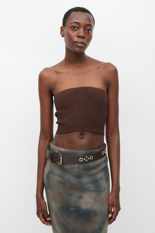 Burberry Brown & Silver Studded Leather Belt