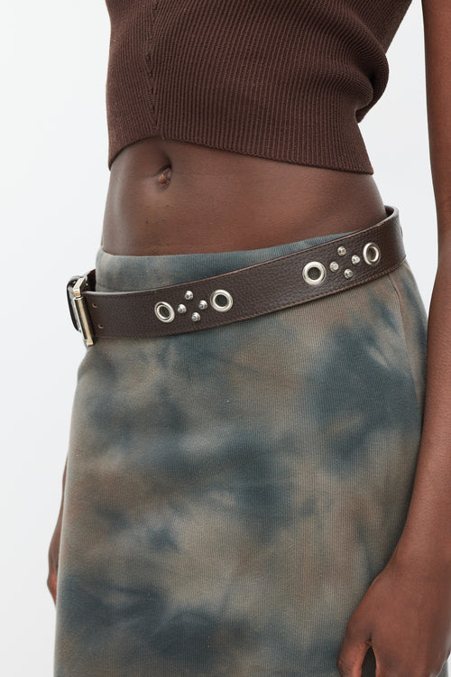 Burberry Brown & Silver Studded Leather Belt