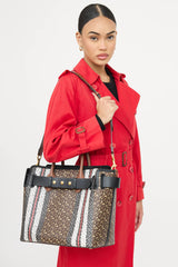 Burberry Medium E- Canvas TB Stripe Belt Tote