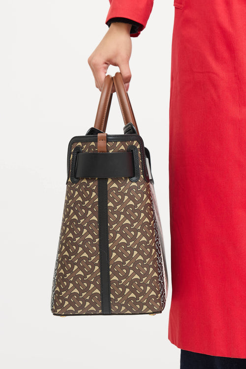 Burberry Medium E- Canvas TB Stripe Belt Tote