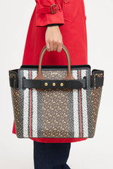 Burberry Medium E- Canvas TB Stripe Belt Tote