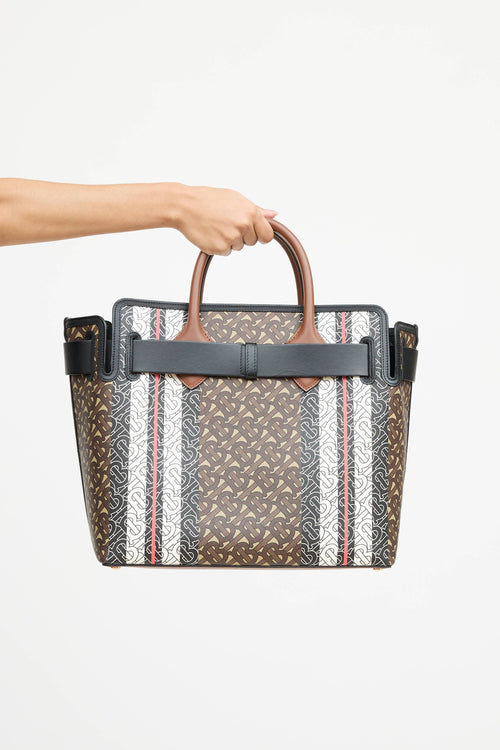 Burberry Medium E- Canvas TB Stripe Belt Tote