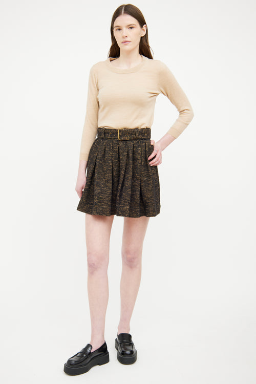 Burberry Brit Brown & Black Wool Blend Skirt