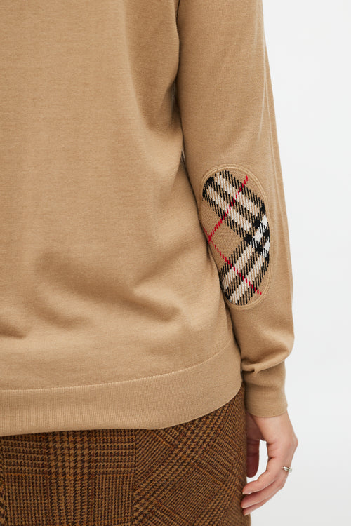 Burberry Brown Wool Elbow Patch Sweater