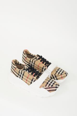 Burberry Brown & White Check Regis Sneaker