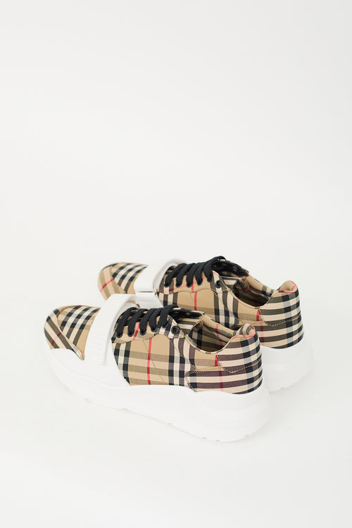 Burberry Brown & White Check Regis Sneaker