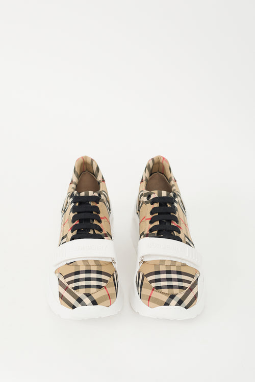 Burberry Brown & White Check Regis Sneaker