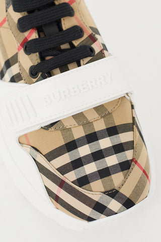 Burberry Brown & White Check Regis Sneaker