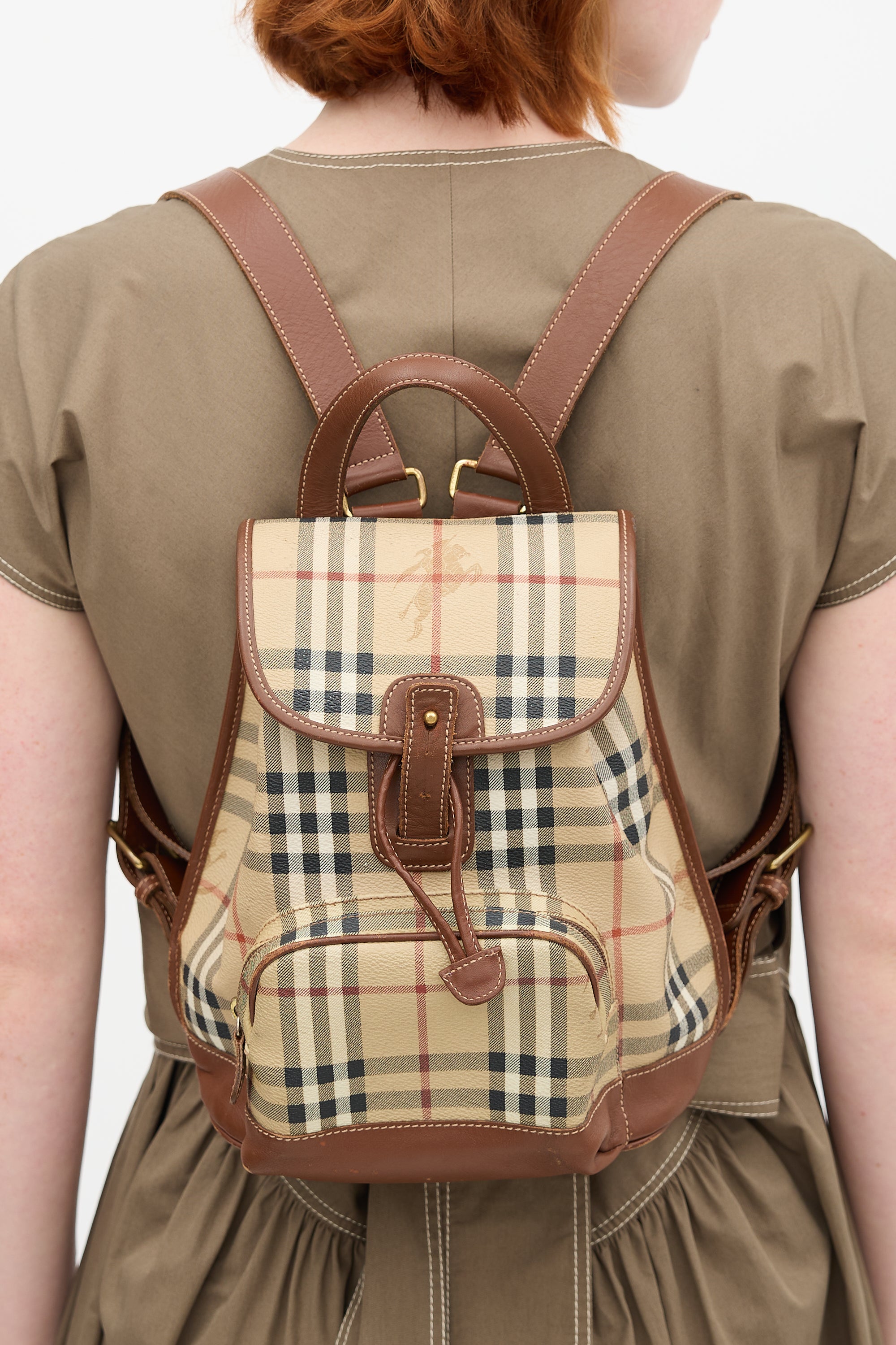Burberry // Brown Haymarket Check Leather Backpack – VSP Consignment
