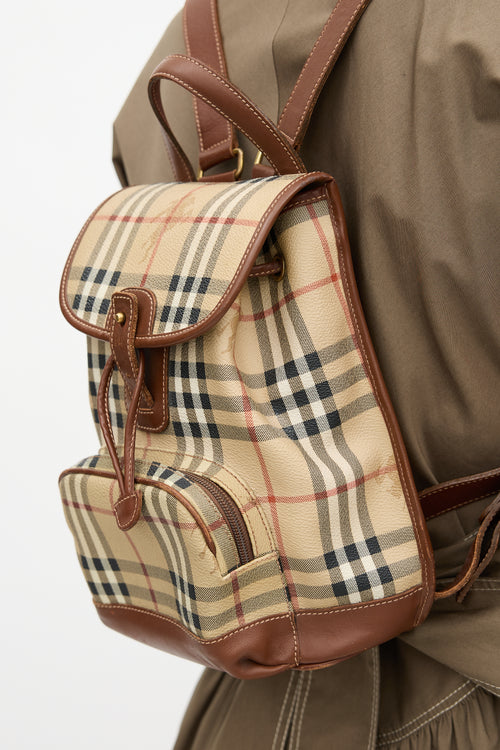 Burberry // Brown Haymarket Check Leather Backpack – VSP Consignment