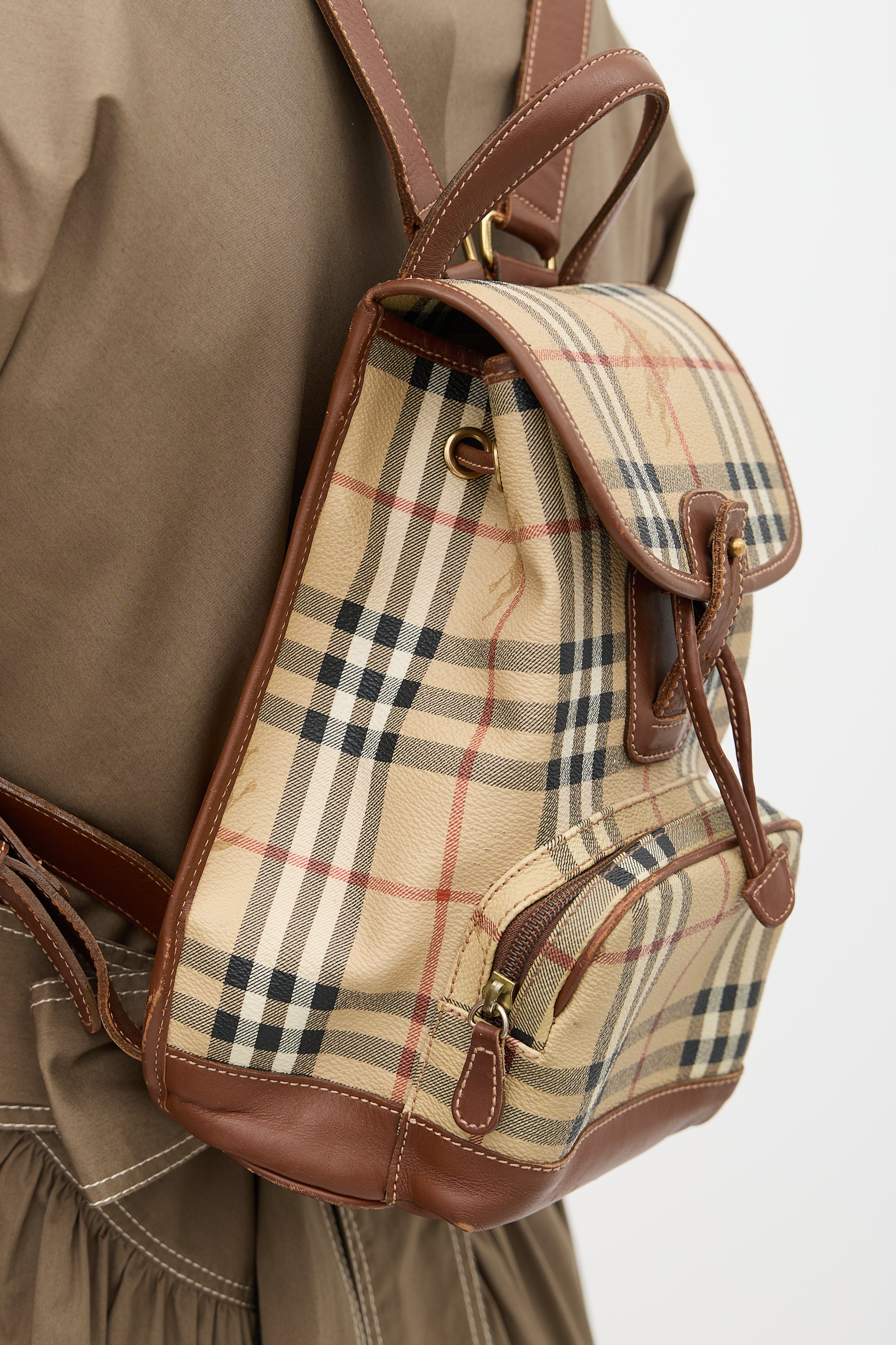 Burberry // Brown Haymarket Check Leather Backpack – VSP Consignment