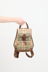 Burberry Brown Haymarket Check Leather Backpack