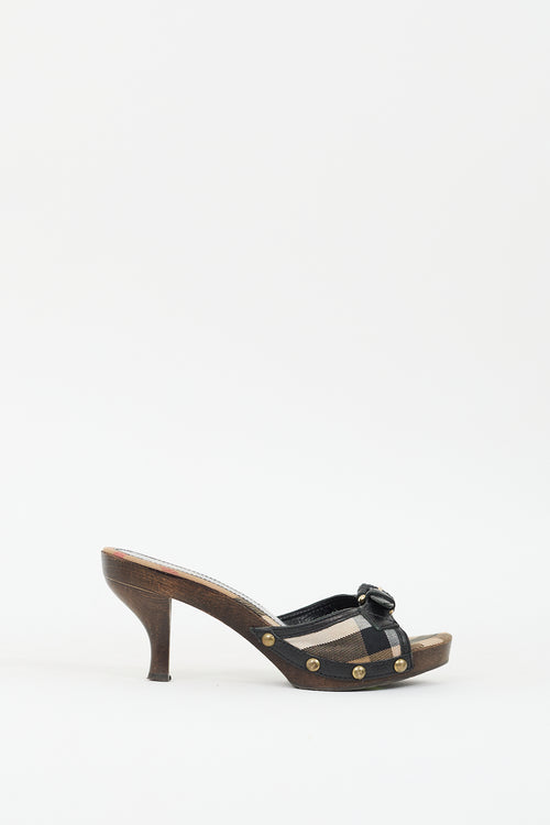 Burberry Brown & Multi Nova Check Heeled Sandal