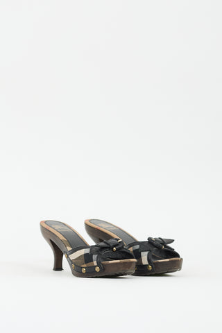 Burberry Brown & Multi Nova Check Heeled Sandal