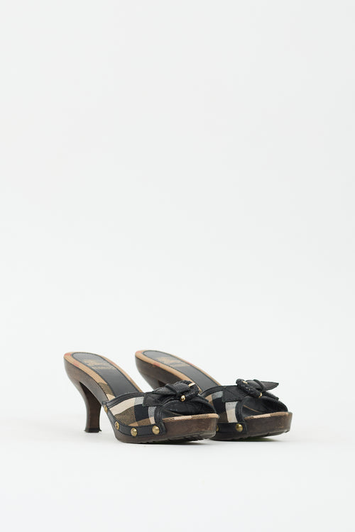 Burberry Brown & Multi Nova Check Heeled Sandal