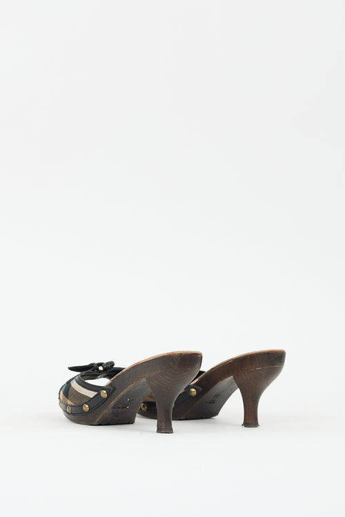 Burberry Brown & Multi Nova Check Heeled Sandal