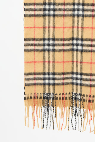 Burberry Beige & Multi Nova Check Fringe Scarf