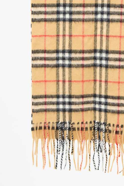 Burberry Beige & Multi Nova Check Fringe Scarf