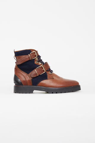 Burberry Brown & Navy Utterback Lace Up Boot