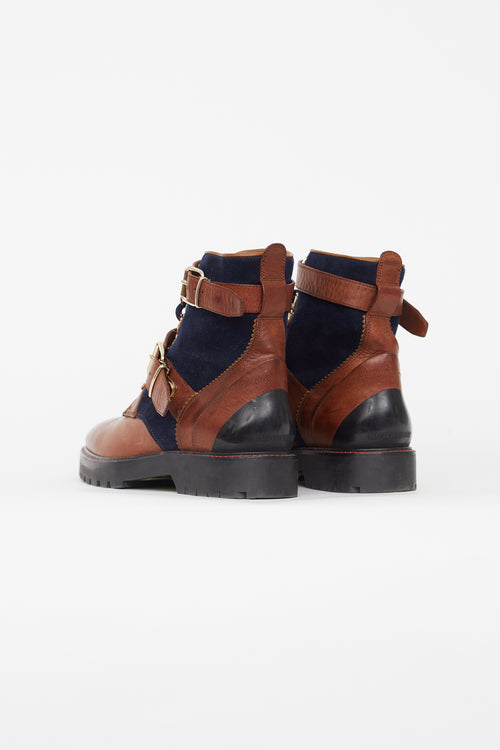 Burberry Brown & Navy Utterback Lace Up Boot