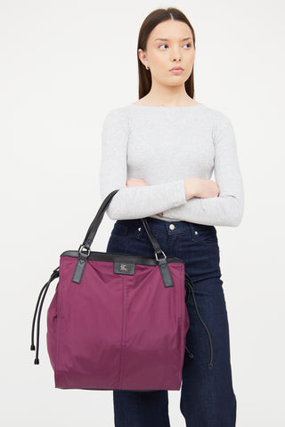 Burberry Purple Nylon Buckleigh Tote Bag