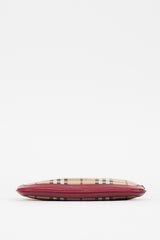 Burberry Burgundy & Beige Haymarket Peyton Bag