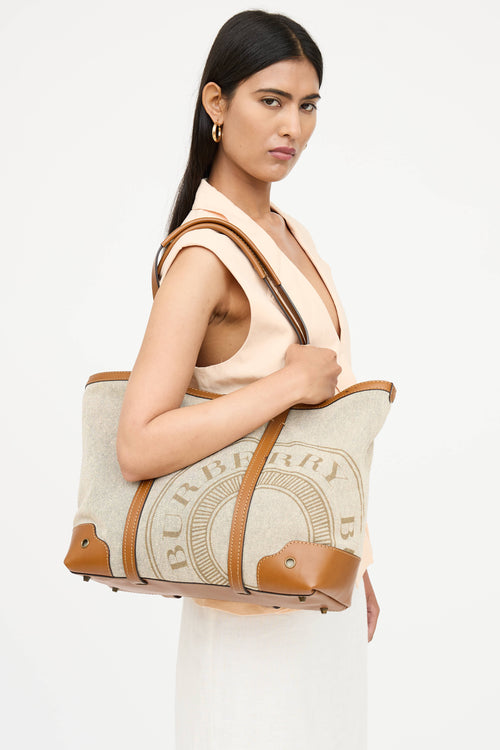 Burberry Patterson Canvas Logo Tote