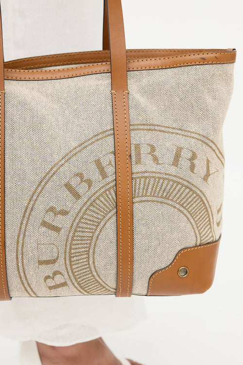 Burberry Patterson Canvas Logo Tote