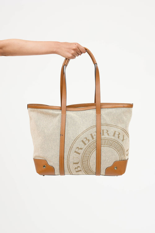 Burberry Patterson Canvas Logo Tote