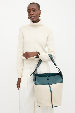 Burberry Canvas & Leather Large Bucket Bag