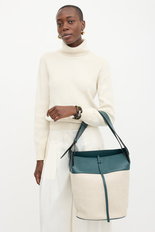 Burberry Canvas & Leather Large Bucket Bag